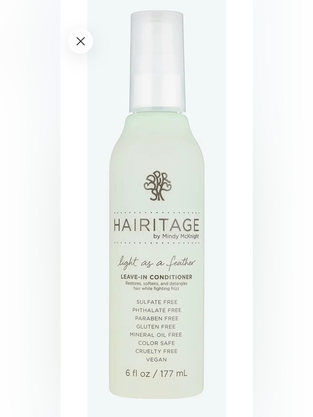 Hairitage Light as a Feather Leave-In Conditioner — Soft Mint